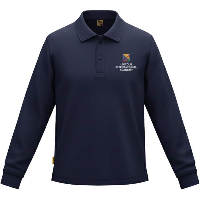 Polera Pique Azul Marino m/l Lincoln Academy